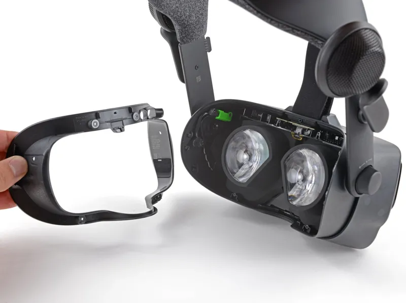 Bezel fully removed, headset internals visible