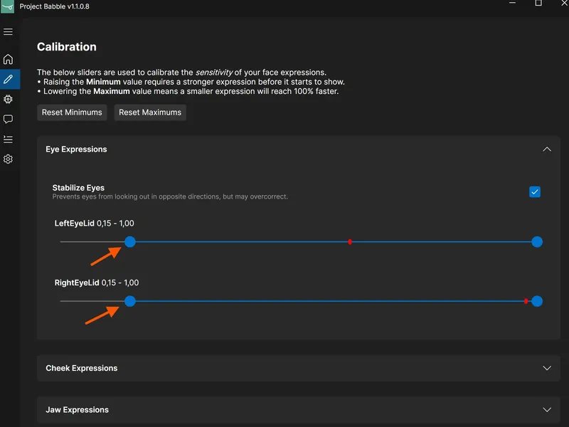 Eyelid parameter with adjusted blink values