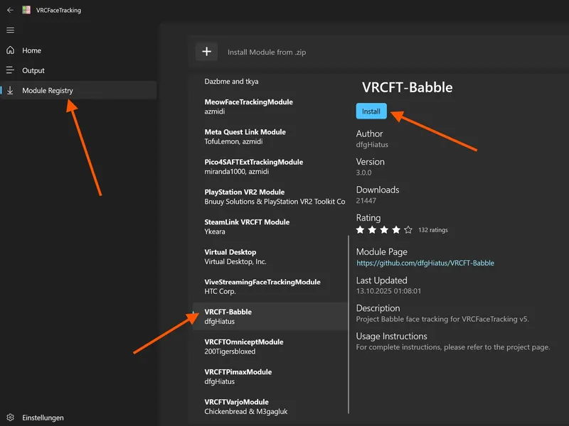VRCFT-Babble module search result